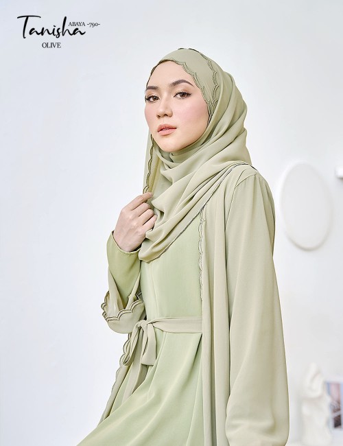 TANISHA ABAYA (OLIVE) 790 / P790 / SP790 (FREE SHAWL *till stock last)