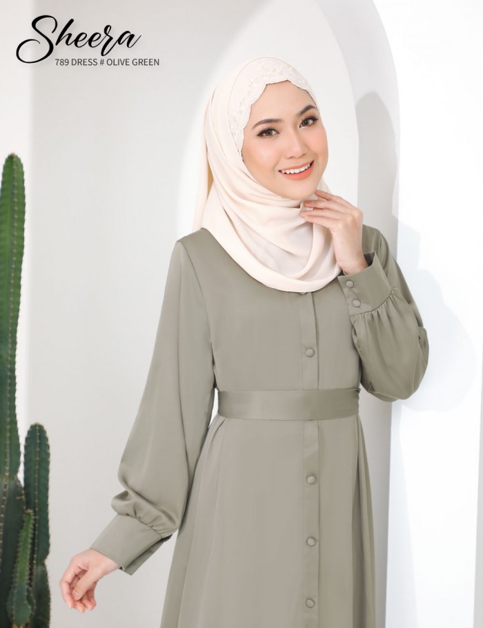 SHEERA 3 WAY DRESS WITH BELT (OLIVE GREEN) 789 / P789