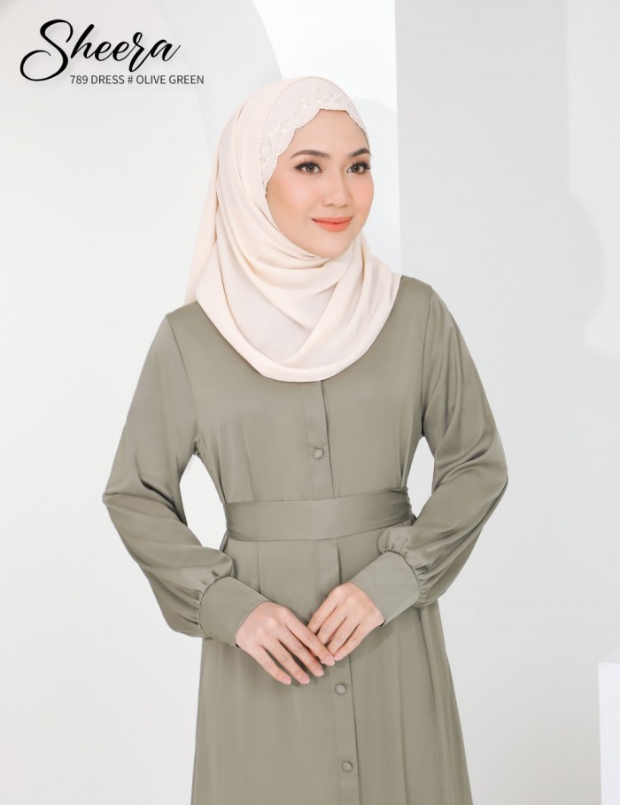 SHEERA 3 WAY DRESS WITH BELT (OLIVE GREEN) 789 / P789