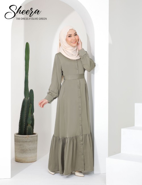 SHEERA 3 WAY DRESS WITH BELT (OLIVE GREEN) 789 / P789