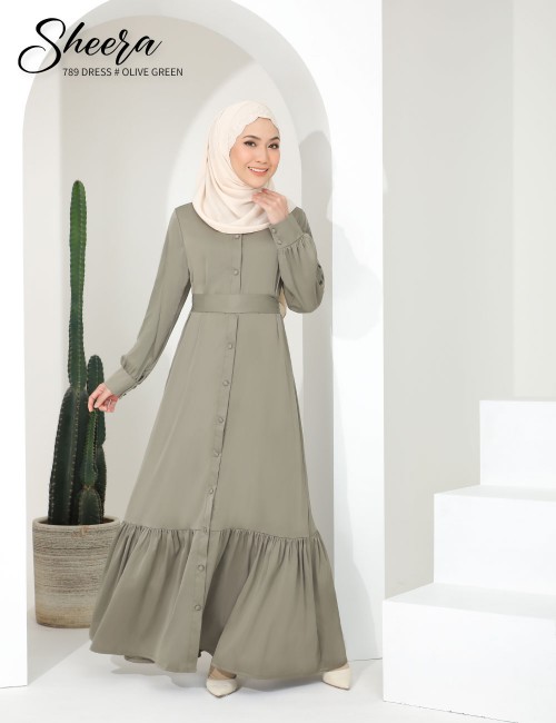 SHEERA 3 WAY DRESS WITH BELT (OLIVE GREEN) 789 / P789