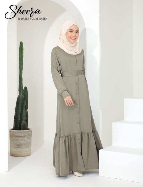 SHEERA 3 WAY DRESS WITH BELT (OLIVE GREEN) 789 / P789