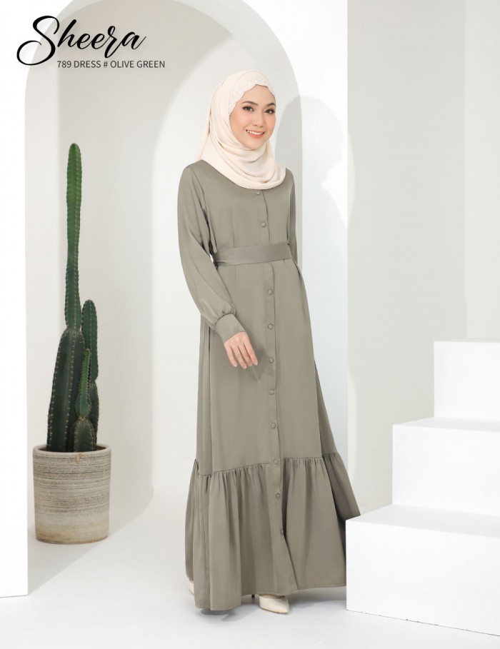 SHEERA 3 WAY DRESS WITH BELT (OLIVE GREEN) 789 / P789