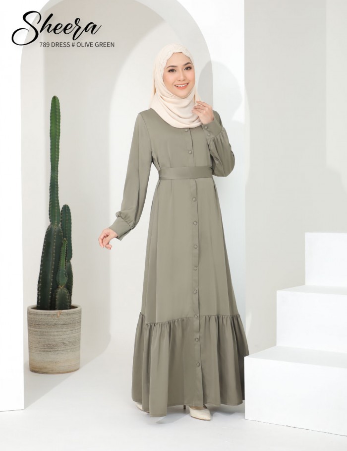 SHEERA 3 WAY DRESS WITH BELT (OLIVE GREEN) 789 / P789