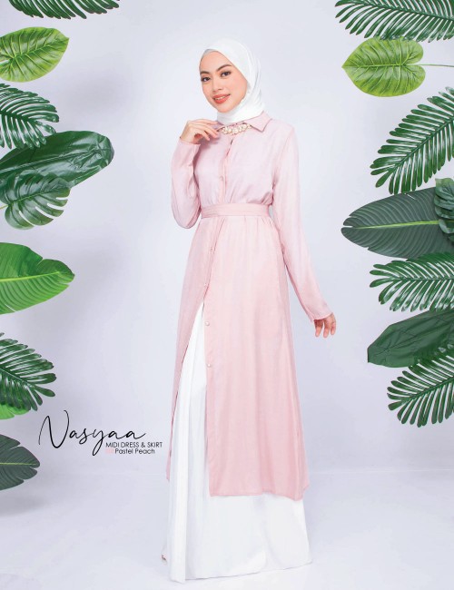 NASYA MIDI DRESS WITH SKIRT (PASTEL PEACH) 777 / P777