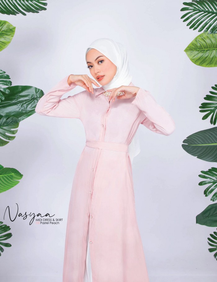 NASYA MIDI DRESS WITH SKIRT (PASTEL PEACH) 777 / P777