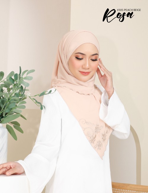 ROSA EMBROIDERY SHAWL (PEACH BEIGE) 305