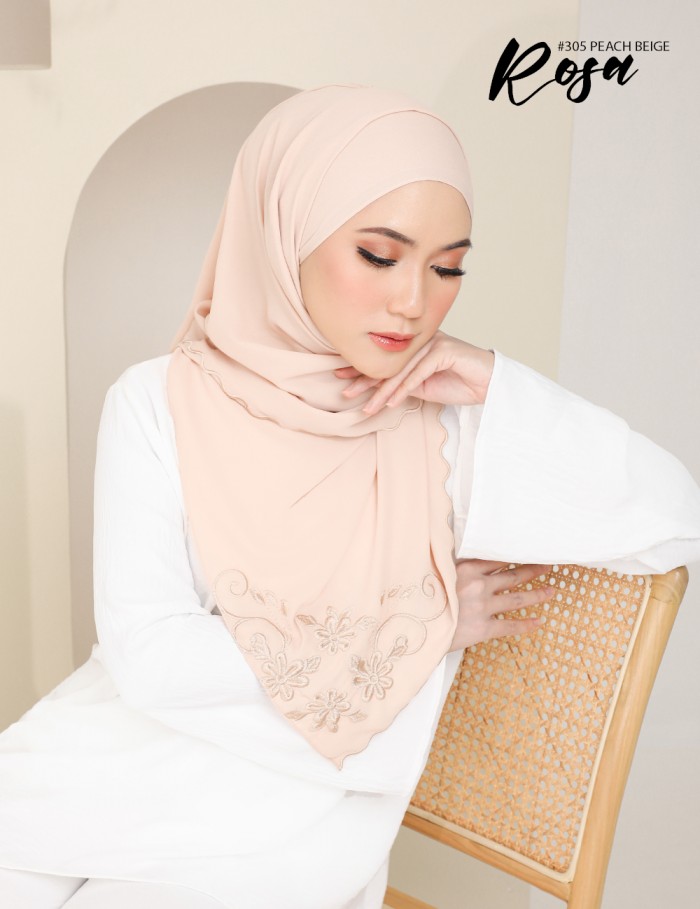 ROSA EMBROIDERY SHAWL (PEACH BEIGE) 305