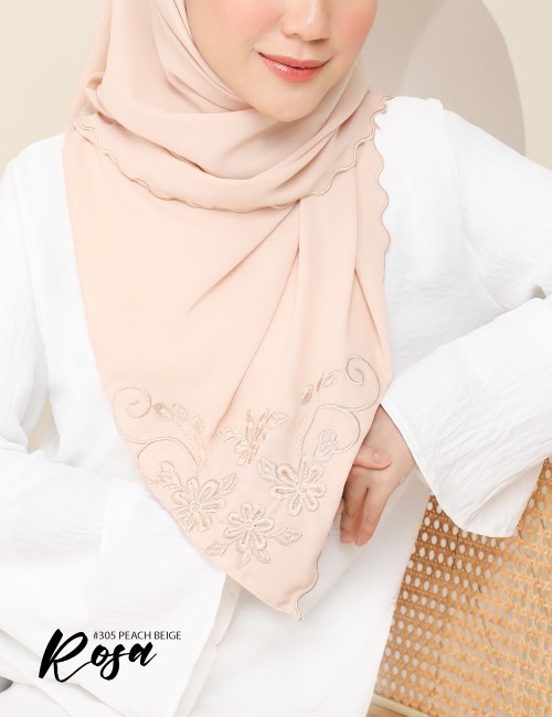 ROSA EMBROIDERY SHAWL (PEACH BEIGE) 305