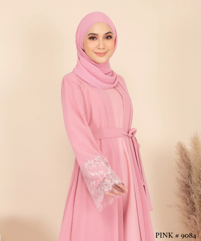 JUBAH WITH CARDIGAN SET (PINK) 9084