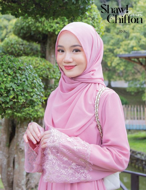 CHIFFON SHAWL PLAIN (PINK-9084) 301