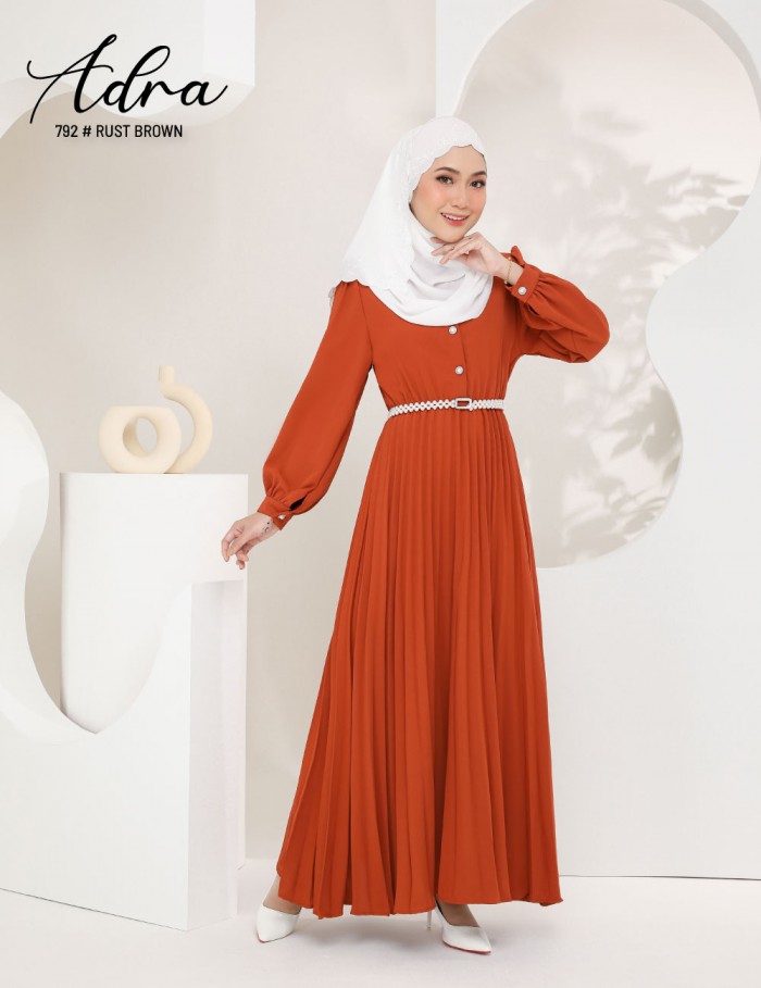 ADRA PLEATED DRESS (RUST BROWN) 792 / P792