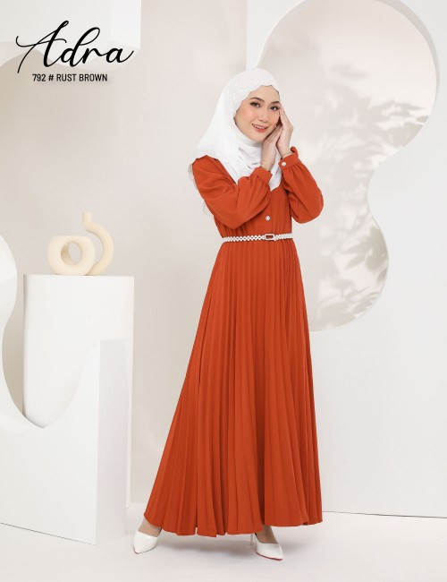 ADRA PLEATED DRESS (RUST BROWN) 792 / P792