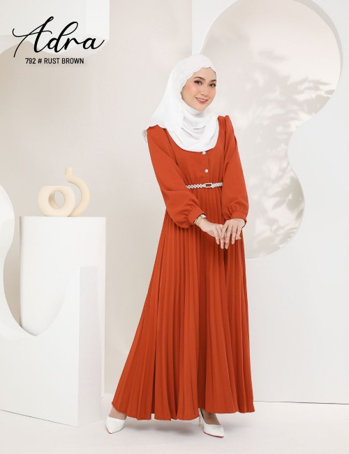 ADRA PLEATED DRESS (RUST BROWN) 792 / P792