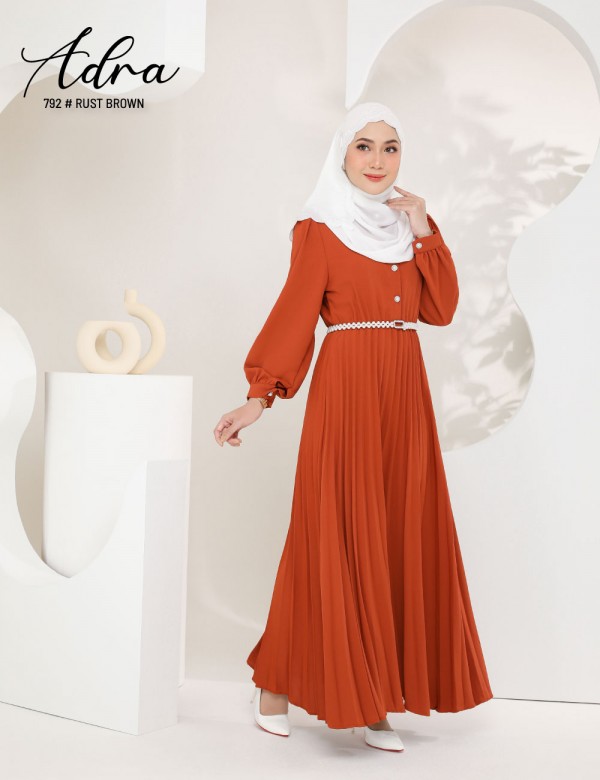 ADRA PLEATED DRESS (RUST BROWN) 792 / P792