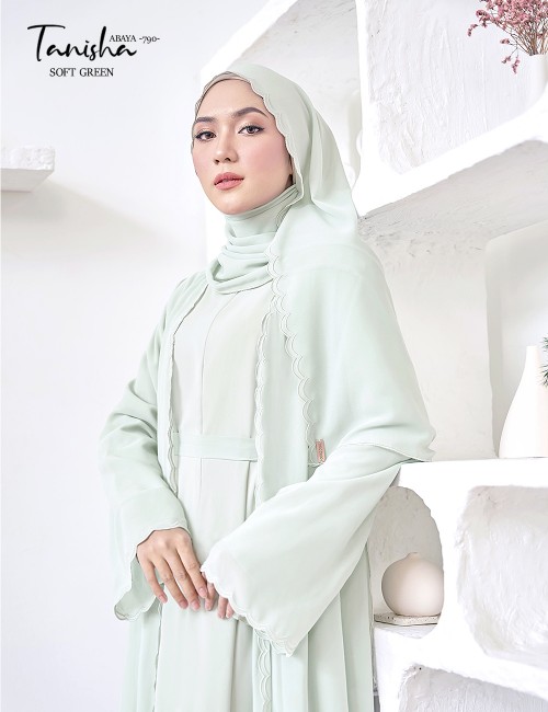 TANISHA ABAYA (SOFT GREEN) 790 / P790 / SP790 (FREE SHAWL *till stock last)