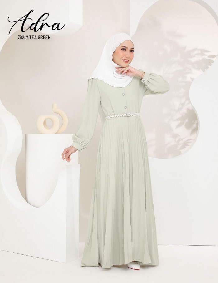 ADRA PLEATED DRESS (TEA GREEN) 792 / P792