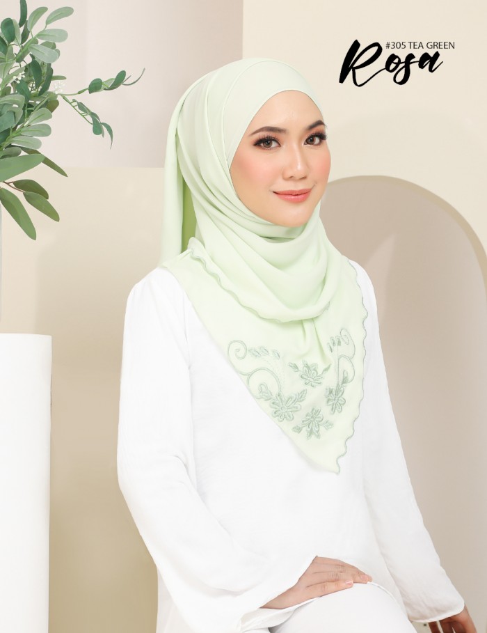 ROSA EMBROIDERY SHAWL (TEA GREEN) 305