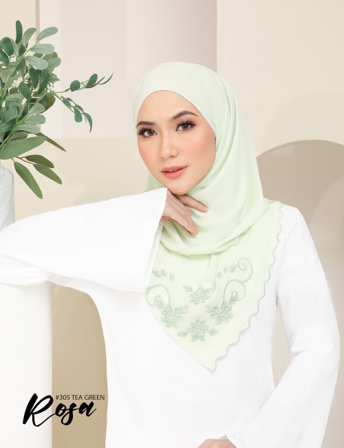 ROSA EMBROIDERY SHAWL (TEA GREEN) 305