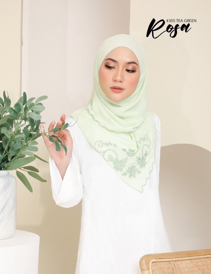 ROSA EMBROIDERY SHAWL (TEA GREEN) 305