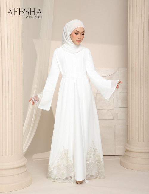 AEESHA ABAYA (WHITE) 9135