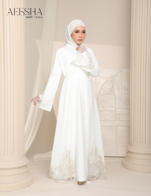 AEESHA ABAYA (WHITE) 9135