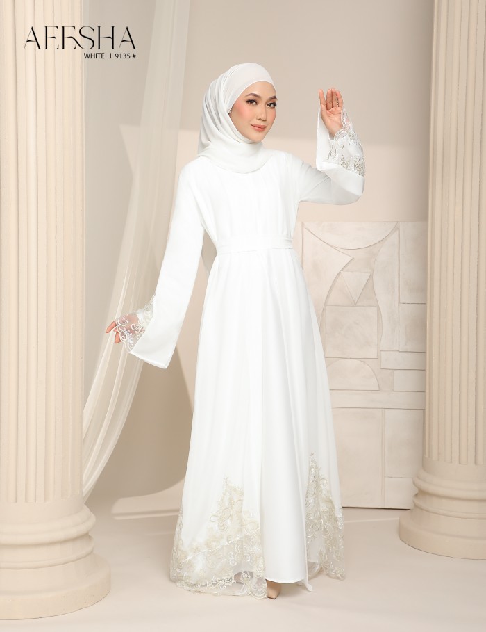 AEESHA ABAYA (WHITE) 9135