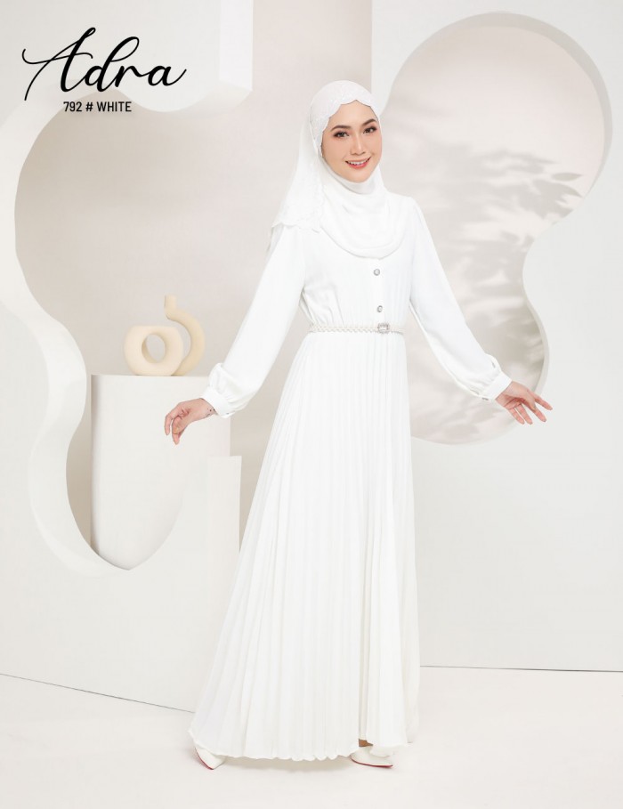 ADRA PLEATED DRESS (WHITE) 792 / P792