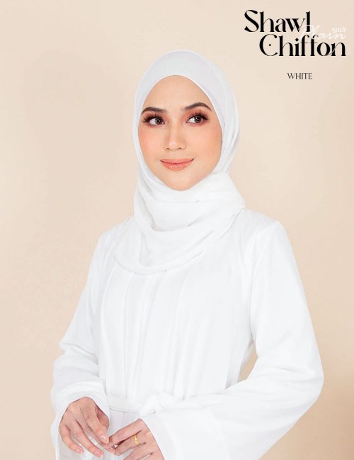 CHIFFON SHAWL PLAIN (WHITE-9084/ 9092) 301