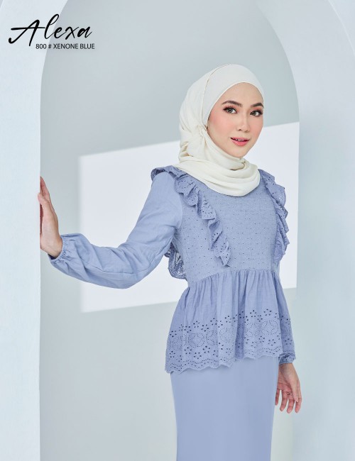 ALEXA BLOUSE WITH SKIRT SET (XENON BLUE) 800 / P800