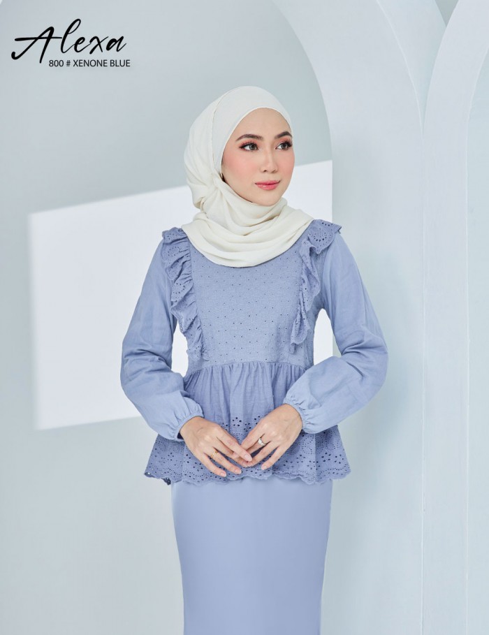 ALEXA BLOUSE WITH SKIRT SET (XENON BLUE) 800 / P800