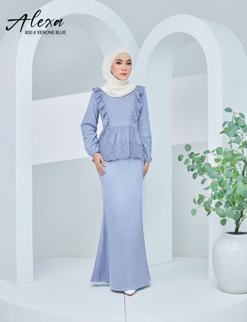 ALEXA BLOUSE WITH SKIRT SET (XENON BLUE) 800 / P800