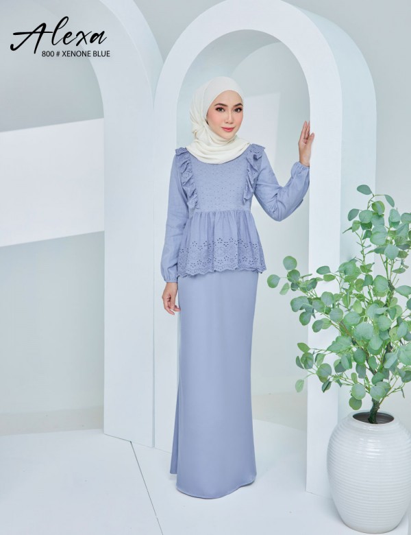 ALEXA BLOUSE WITH SKIRT SET (XENON BLUE) 800 / P800