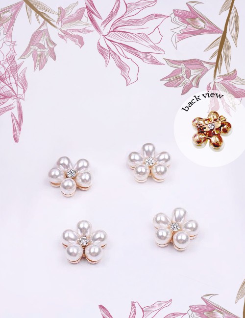 FLOWER PEARL BROOCH PIN 4PCS -ACC24