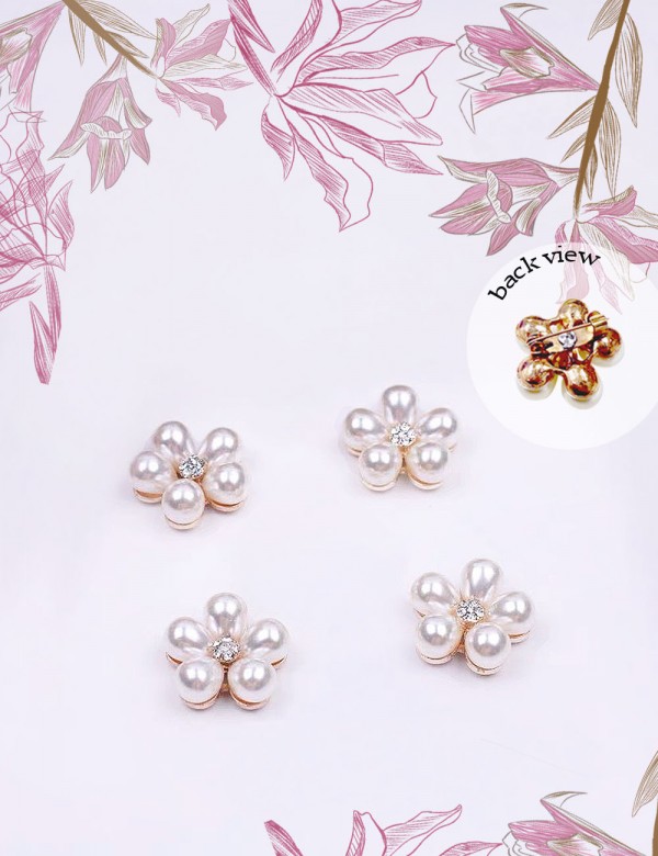 PWP FLOWER PEARL BROOCH PIN 2PCS