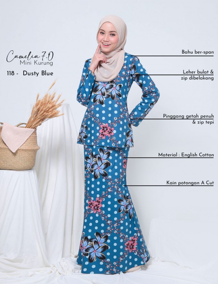 CAMELIA 7.0 MINI KURUNG (DUSTY BLUE) 118