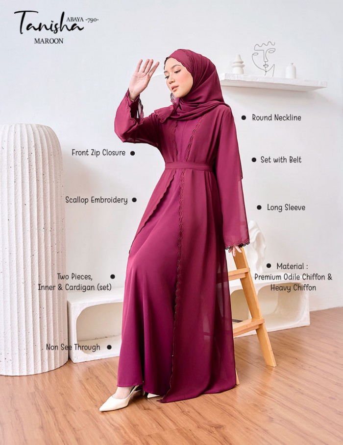 TANISHA ABAYA (OLIVE) 790 / P790 / SP790 (FREE SHAWL *till stock last)