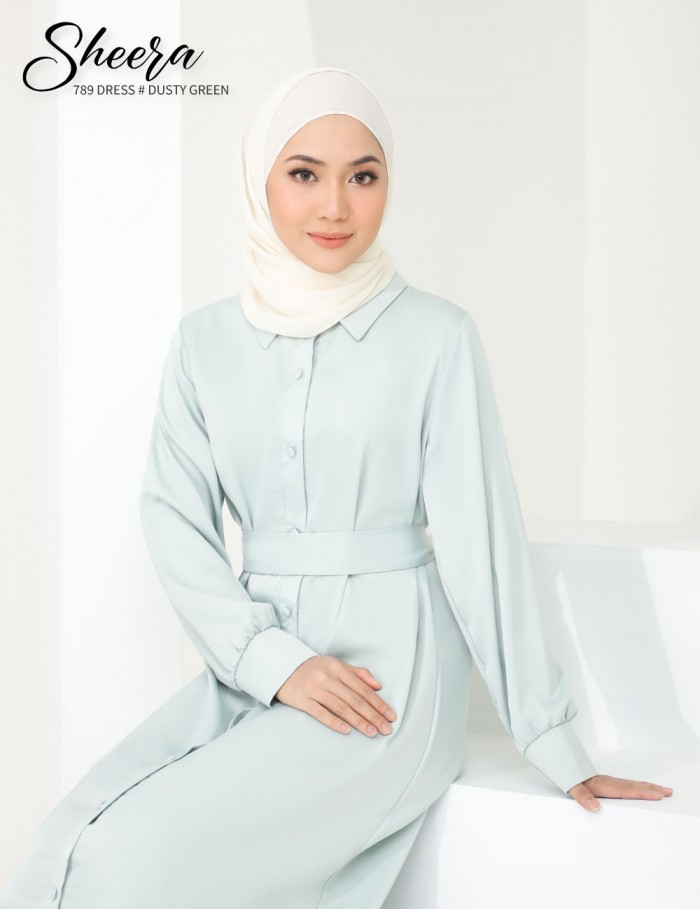 SHEERA 3 WAY DRESS WITH BELT (DUSTY GREEN) 789 / P789