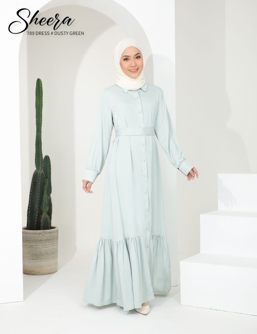 SHEERA 3 WAY DRESS WITH BELT (DUSTY GREEN) 789 / P789