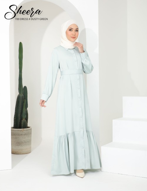 SHEERA 3 WAY DRESS WITH BELT (DUSTY GREEN) 789 / P789