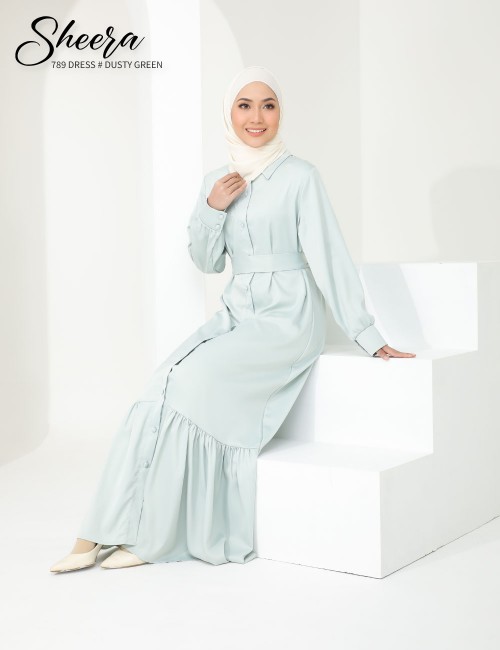 SHEERA 3 WAY DRESS WITH BELT (DUSTY GREEN) 789 / P789