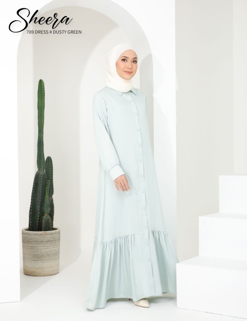 SHEERA 3 WAY DRESS WITH BELT (DUSTY GREEN) 789 / P789