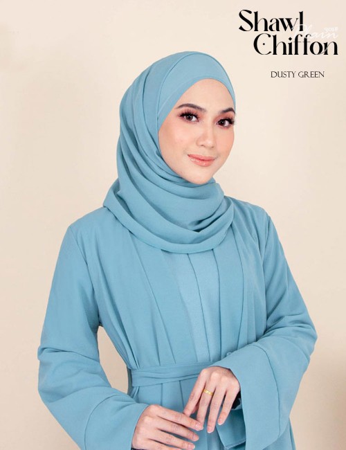 CHIFFON SHAWL PLAIN (DUSTY GREEN-9084/ 9092/ 9093) 301