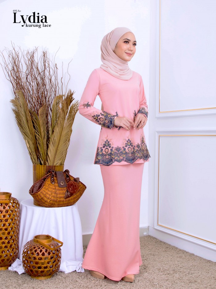 LYDIA EMBROIDERY LACE KURUNG (DUSTY PINK) 691A / P691A / SP691A