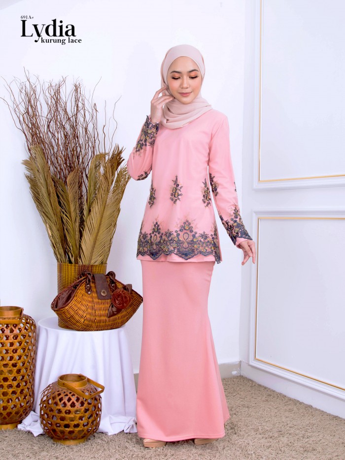 LYDIA EMBROIDERY LACE KURUNG (DUSTY PINK) 691A / P691A / SP691A