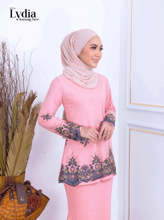 LYDIA EMBROIDERY LACE KURUNG (DUSTY PINK) 691A / P691A / SP691A