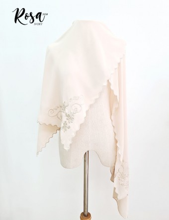 ROSA EMBROIDERY SHAWL (IVORY) 305