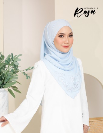 ROSA EMBROIDERY SHAWL (BABY BLUE) 305