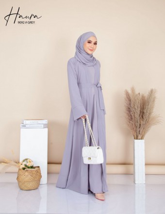 HAURA JUBAH AND CARDIGAN SET (GREY) 9092 (NOT INCLUDE SHAWL)