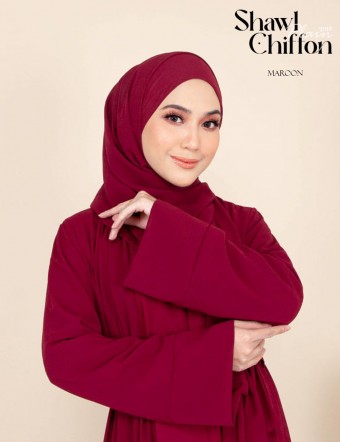 CHIFFON SHAWL PLAIN (MAROON-9092/ A795) 301